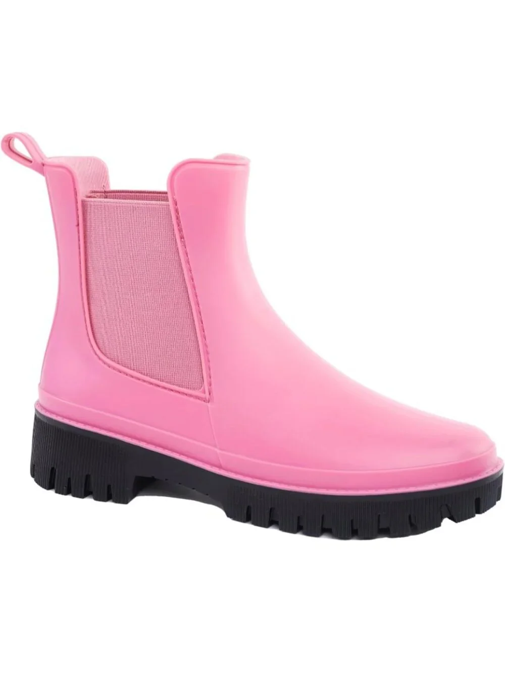 Women's Rose Red Rubber Short Chelsea Waterproof Rain Boots For Ladies